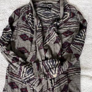 Southwestern print drape front oversized Lucky cardigan